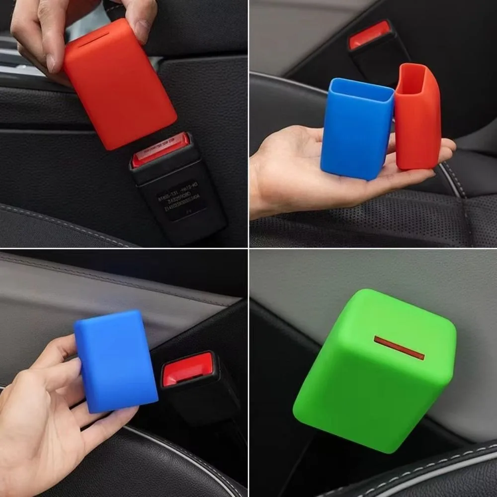 Silicone Seat Belt Buckle Covers Anti Scratch Scratch-proof Safety Buckle Clip Decorative Dustproof Button Cover Universal Fit