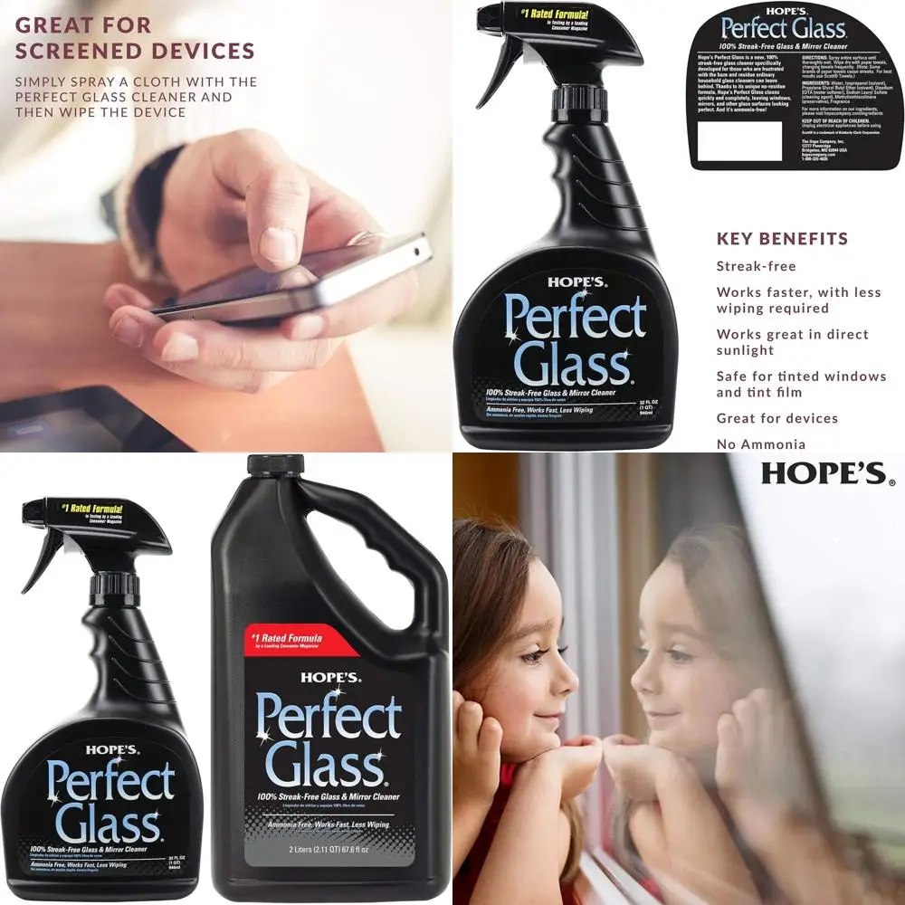 

Perfect Glass Cleaner, Streak-Free, Ammonia-Free Window, Mirror, Screen, and Shower Door Cleaner, Indoor and Outdoor Glass Surfa