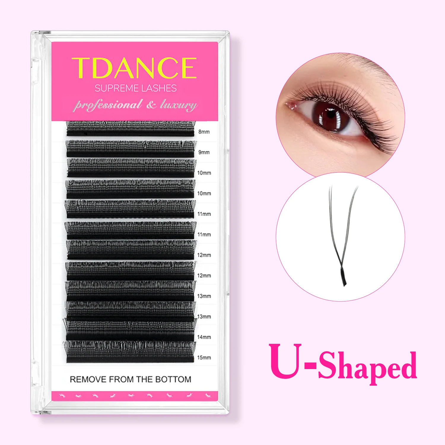 رموش PBT ممتازة على شكل حرف U بطبقة مزدوجة فائقة النعومة C D رموش طبيعية على شكل U YY للمكياج #1