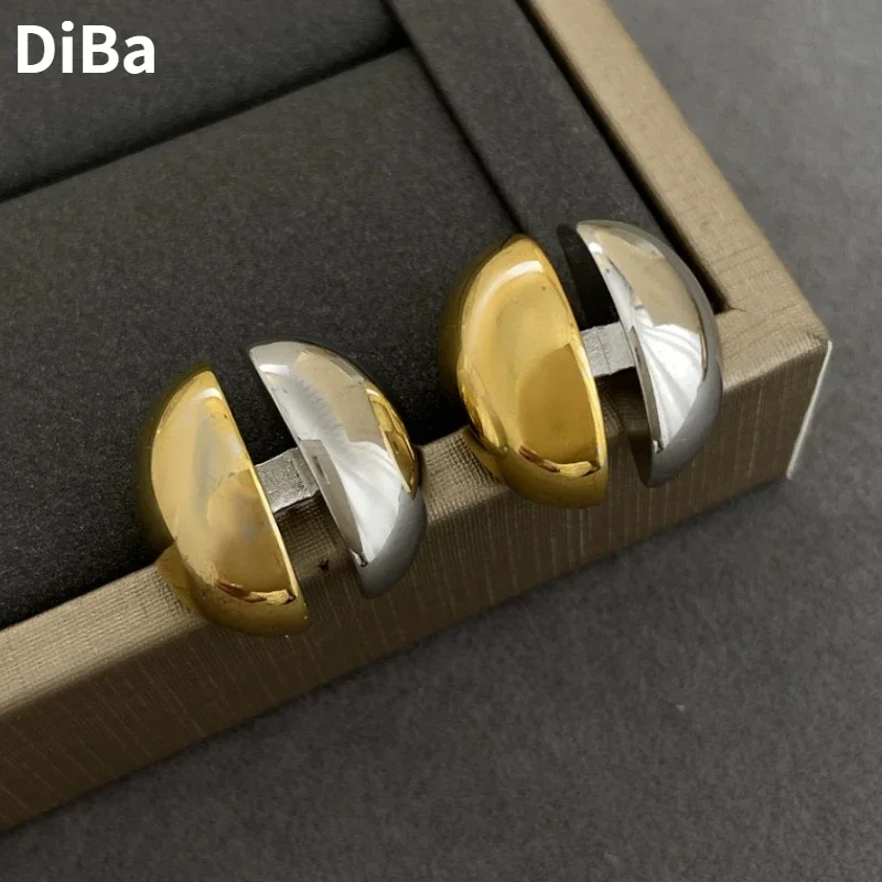 

Fashion Jewelry Simply Design Elegant Temperament Splicing Color Metal Stud Earrings For Women Party Gifts Ear Accessories