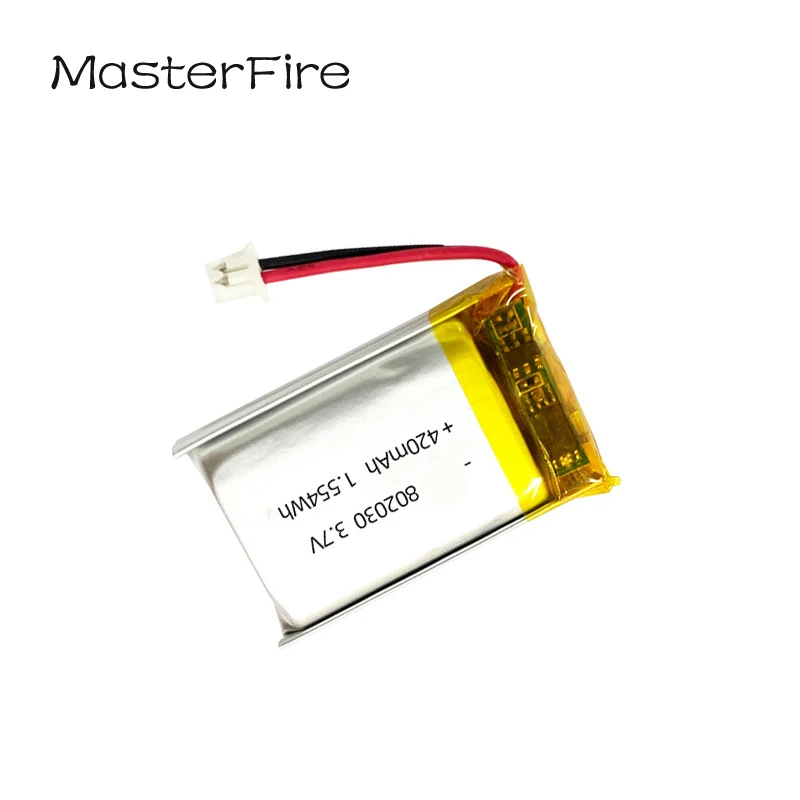 10 teile/los 3,7 V 420 mAh Wiederaufladbare Lithium-Polymer-Batterie 802030   für Bluetooth Lautsprecher Tastatur Maus Spielzeug LED Licht Batterien