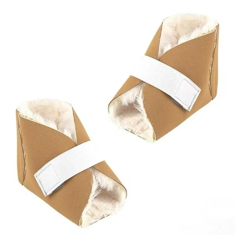 1 قطعة كعب القدم القطيفة دفئا مع تأمين حزام دافئ الأرنب الفراء غطاء الكاحل لينة سميكة جلد البقر قدم غطاء خريف شتاء