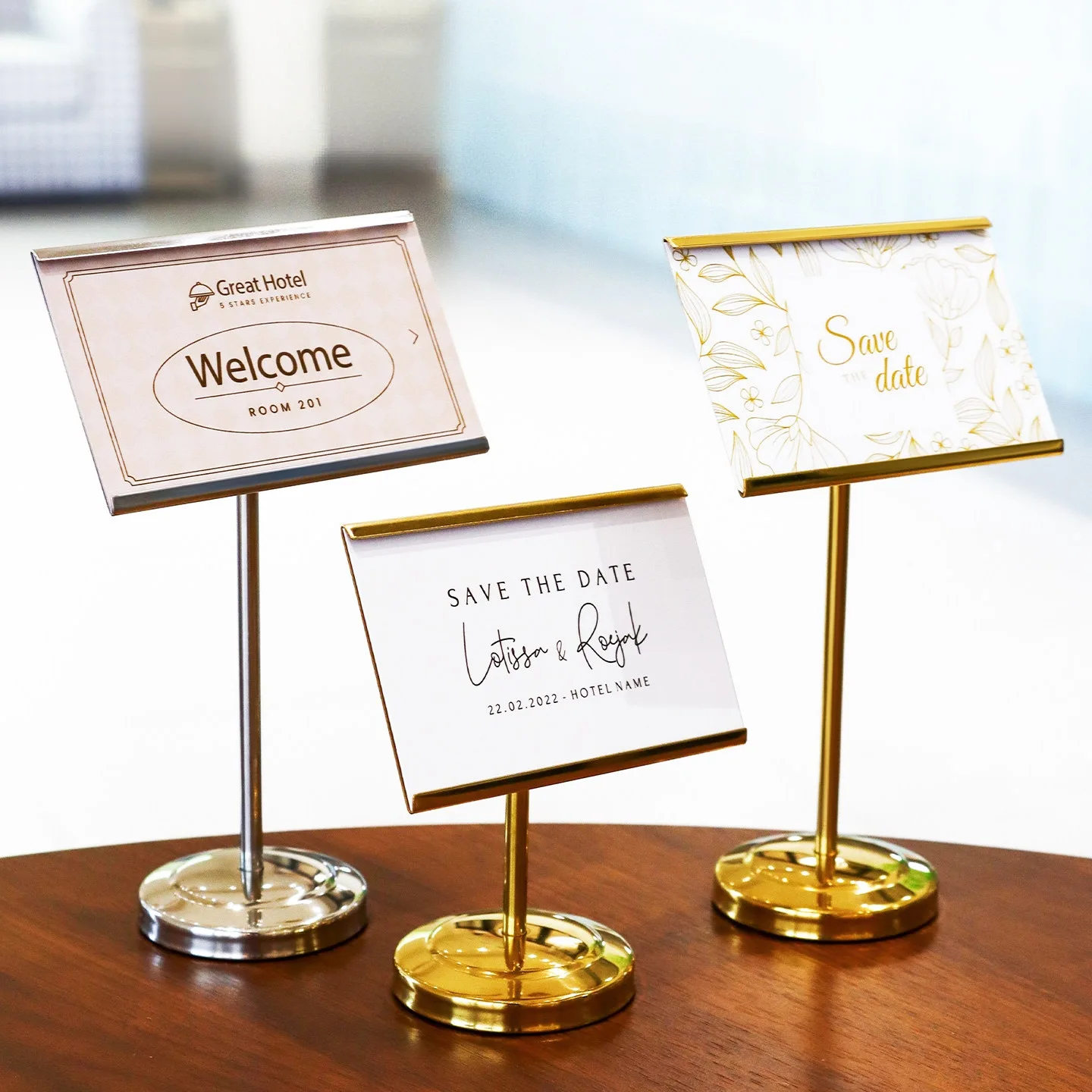 5 Pieces 90x55mm Stainless Table Number Place Card Holder Price Label Paper Tags Metal Restaurant Menu Sign Holder Display Stand