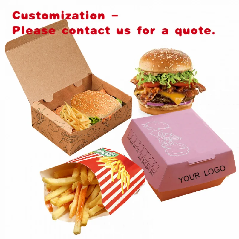 

custom.Custom Kraft Paper Take Out Lunch Salad Noodle Fried Chicken Fries Containers Takeaway Food Packaging Sandwich Burge