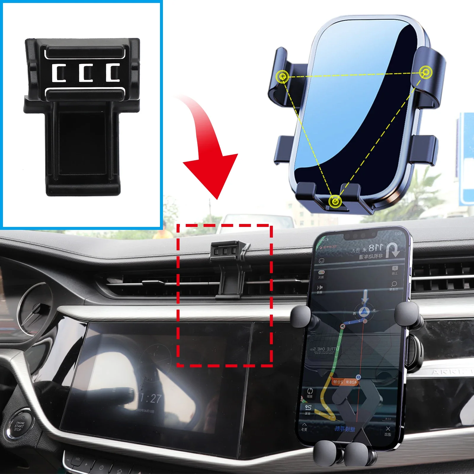 اكسسوارات حامل هاتف السيارة المحمول لشيري أريزو 5 EX 5 PRO 5 PLUS GT 2019 ~ 2024 GPS قوس الملاحة حامل السيارات