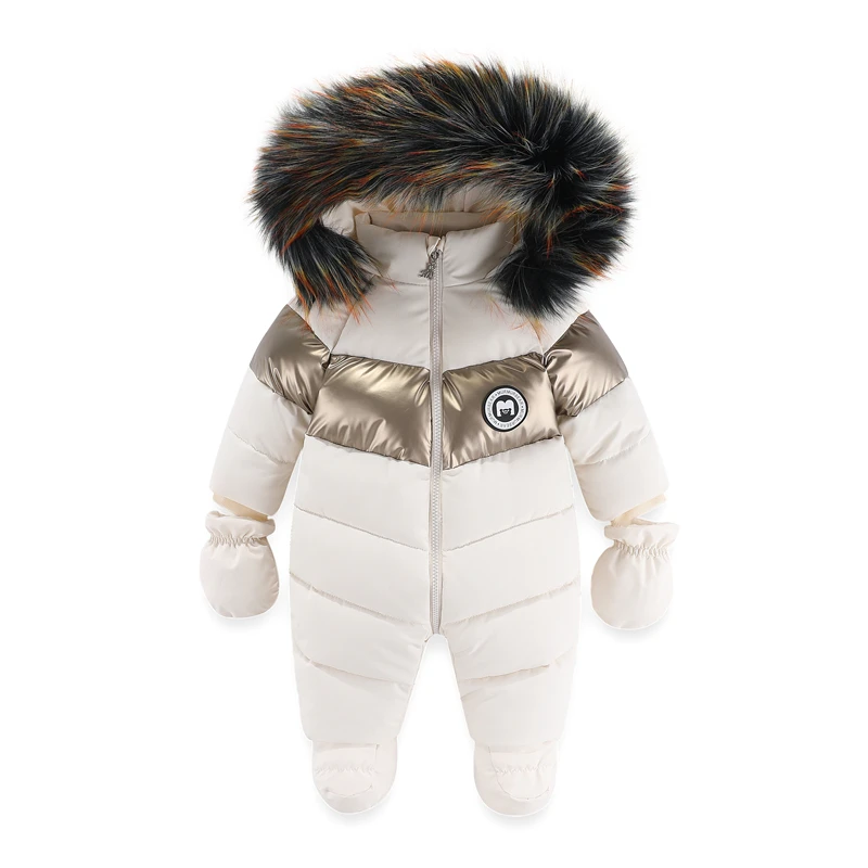 Winter Baby Ski Suit Thicken Infant Clothing Set Plus Velvet Baby Jumpsuit Waterproof Boy Jacket Warm Kids Overalls 0-24 Months