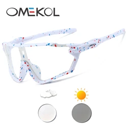 OMEKOL Photochromic Cycling Glasses Sports Bike Sunglasses Men Women Mtb Bicycle Eyewear Baseball Softball Sun Glasses