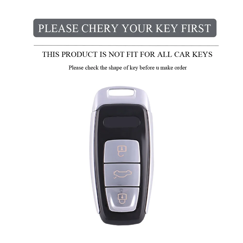 New Metal Leather Car Key Cover Case For Audi A6 A6L A7 A8 Q8 E-tron C8 D5 2018 2019 2020 Auto Key Holder Shell Accessories