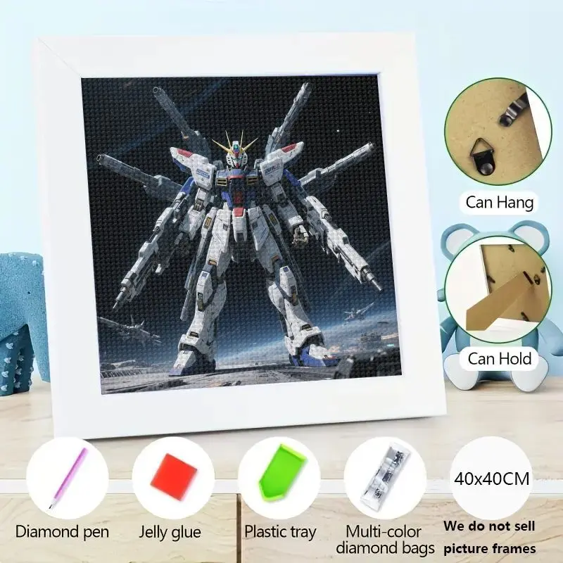 

1 шт. Gundam Freedom Mecha Robot Набор для алмазной живописи, DIY 5D Полная дрель Квадратный горный хрусталь Художественная вышивка крестиком, 40x40 СМ Аниме S