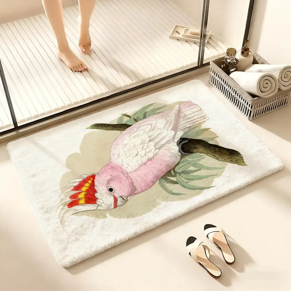 

ItCockatoo Red And Blue Macaw Llustration Floor Mat Cozy Flannel Soft Thick Non-Slip Mat For Living Room Bedroom Kitchen Decor R