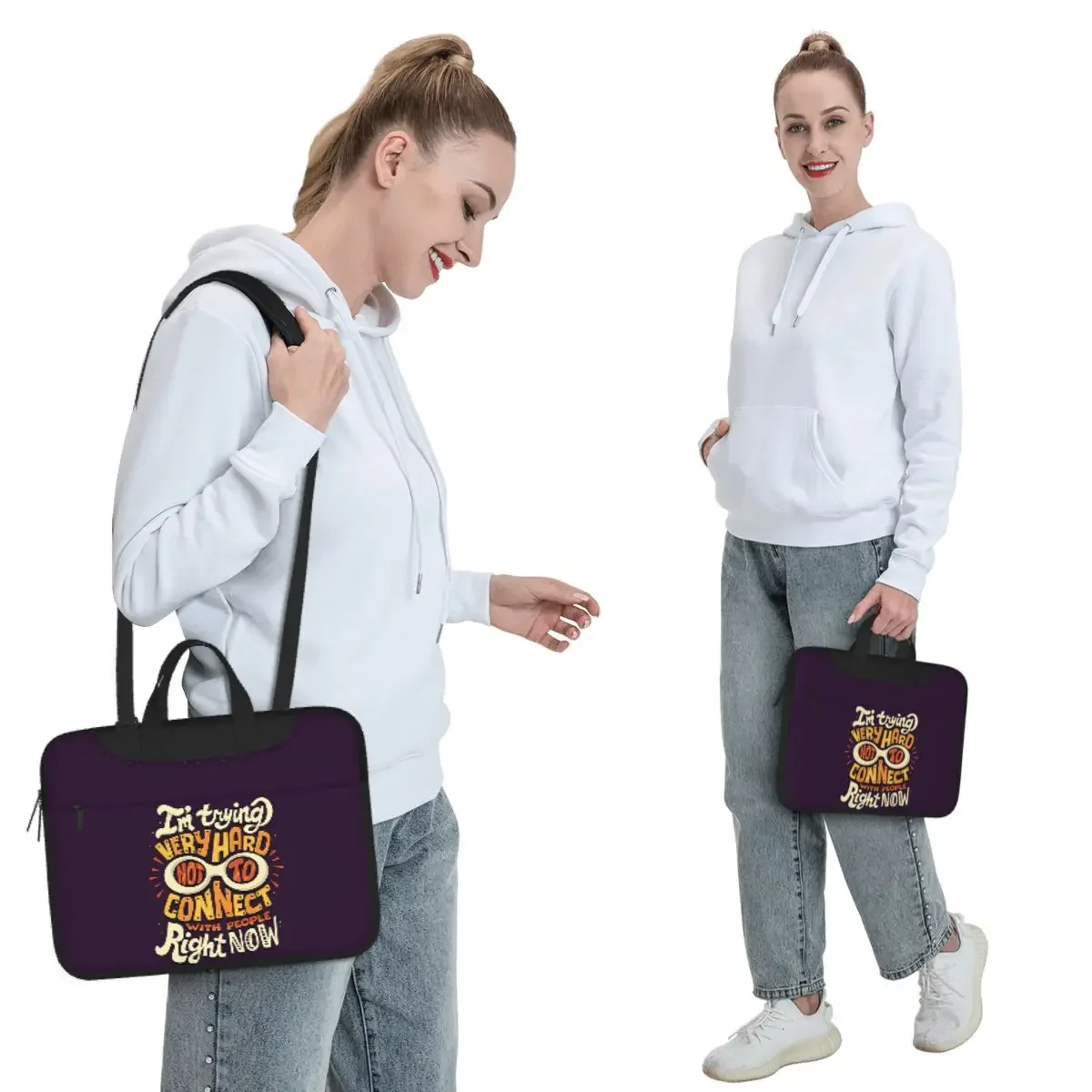 Not To Connect With People Crossbody Laptop Bag Case Computer Bag Resistant Protective Notebook Pouch for Macbook Pro Lenovo