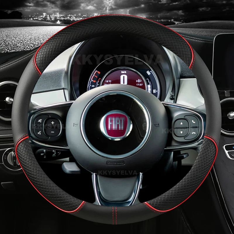 Car Steering Wheel Cover Microfiber Leather For Fiat 500 2007-2022 500e 2020 2021 500L 2014-2018 500X 2015-2022 Auto Accessories