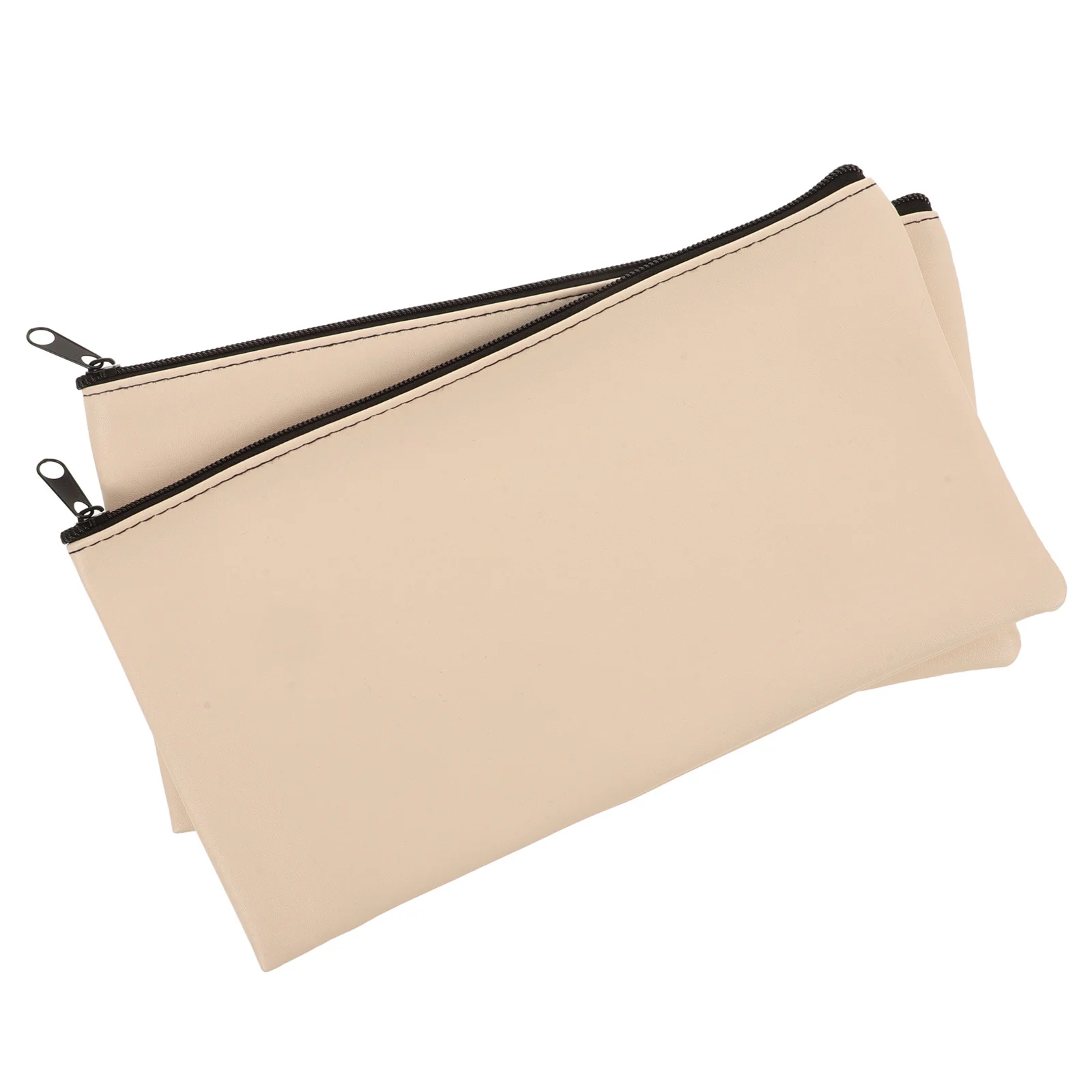 2Pcs Money Bags Zipper Pouches PU Cash Organizer Receipt for Staff Students Travel