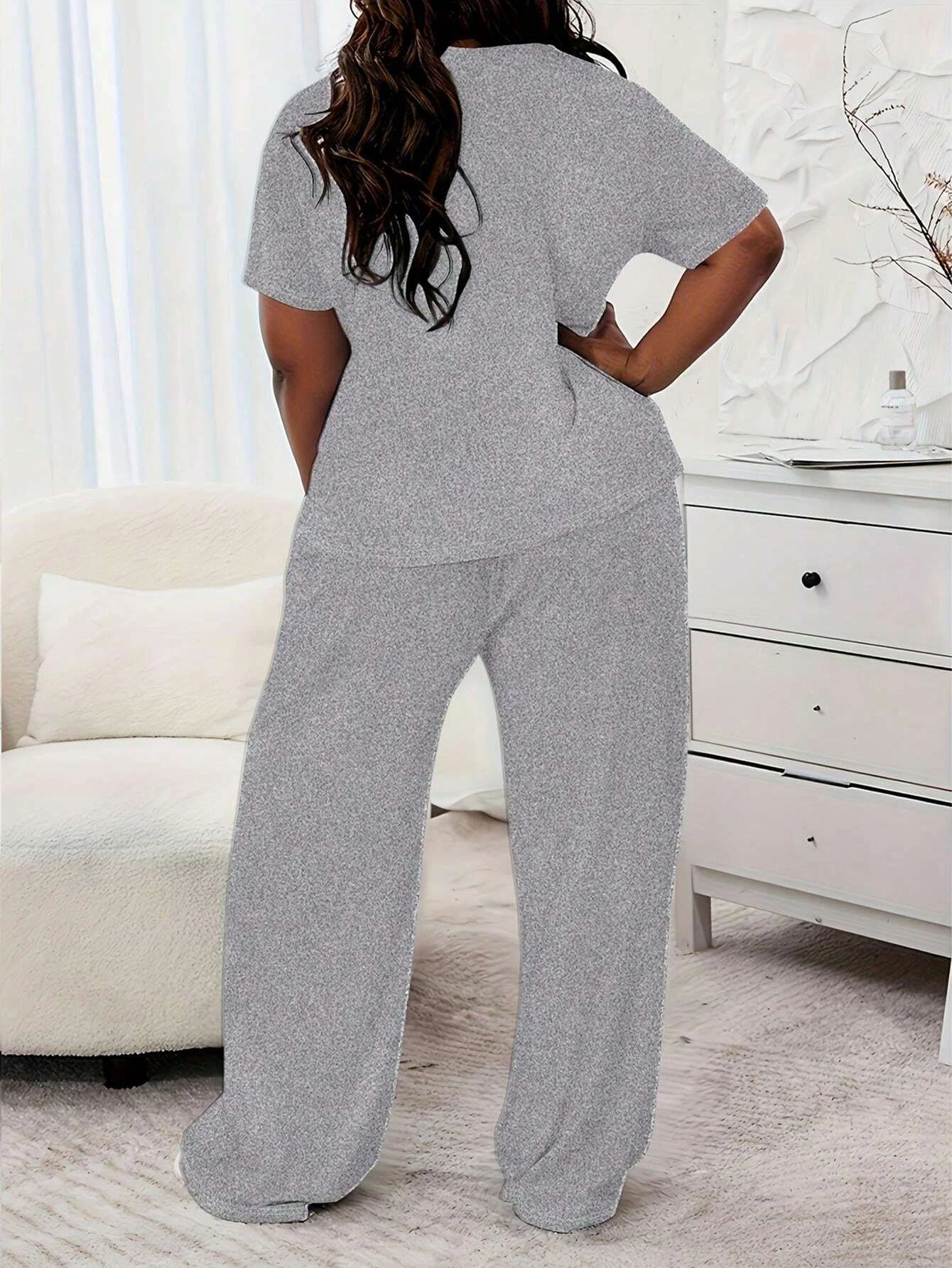 Plus Size Damen Sommer Casual Bedrucktes Set, Böhmischer Stil Kleines Mädchen mit Hut Voller Blumen, Top Hose Zweiteiliges Casual Outfit