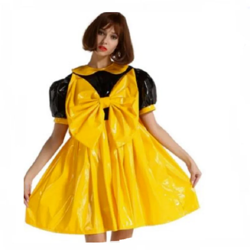 

Sissy PVC leather maid clothing lockable role play clothing customization