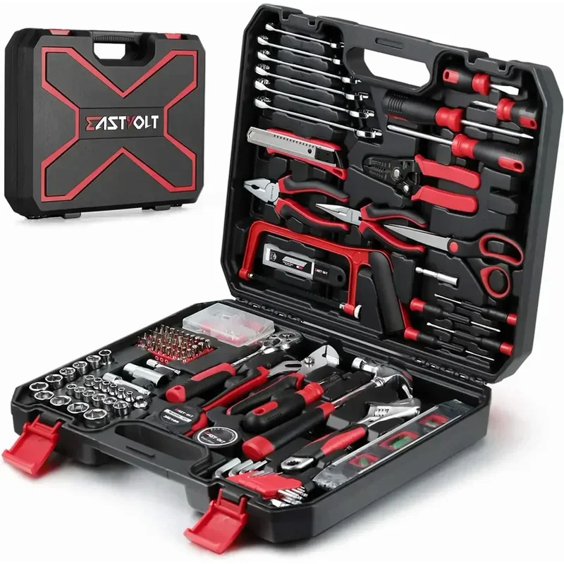 218-piece household tool kit, auto repair tool set, tool kits for homeowner, plier, screwdriver set, toolbox storage case, new