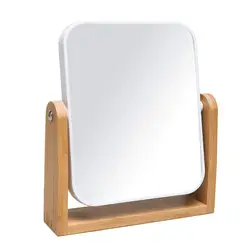 Natural Bamboo Vanity Makeup Mirror 8 Inch 3X Magnification Double Sided 360 Degree Swivel Magnifying Mirror Portable Table Desk