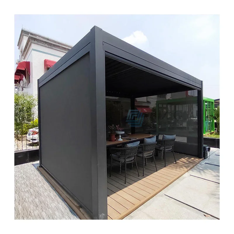 2026 automatic adjustable aluminum pergola gazebo outdoor with adjustable roof louvers