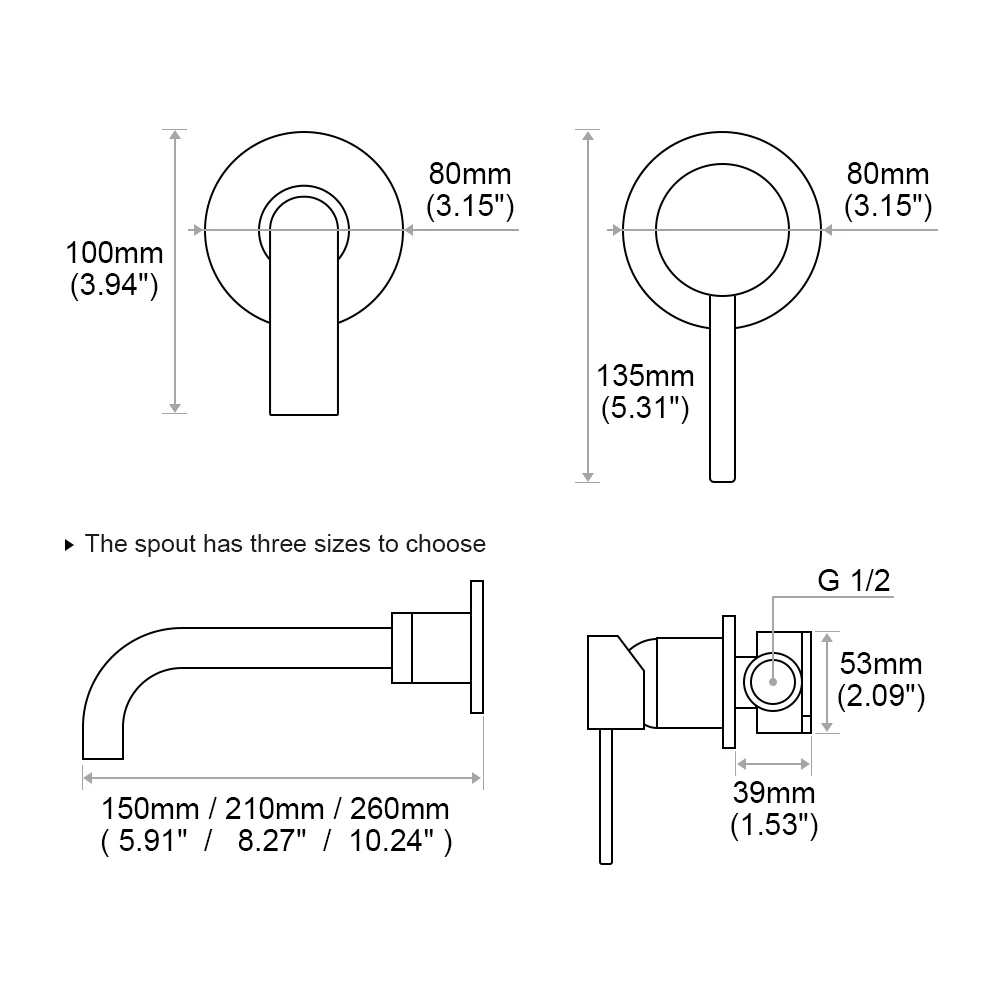 Bagnolux Wire Drawing Gold Concealed Basin Bathroom Faucet Brass Round Hole Water Outlet  Bathroom Hotel Decoration Faucet view 3