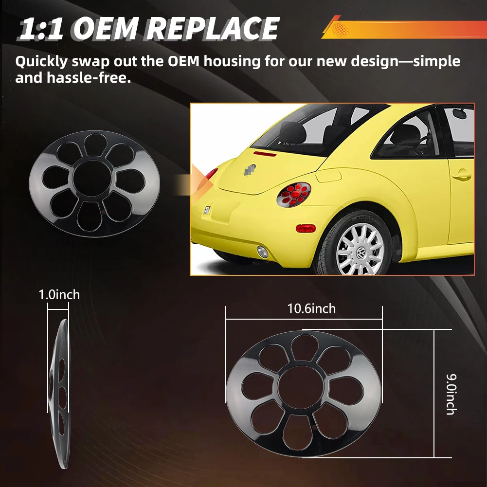 2Pcs Daisy Fower Tail Light Cover For VW Volkswagen Beetle  Turbo S Coupe Convertible 1998-2005 No Bulb/Socket