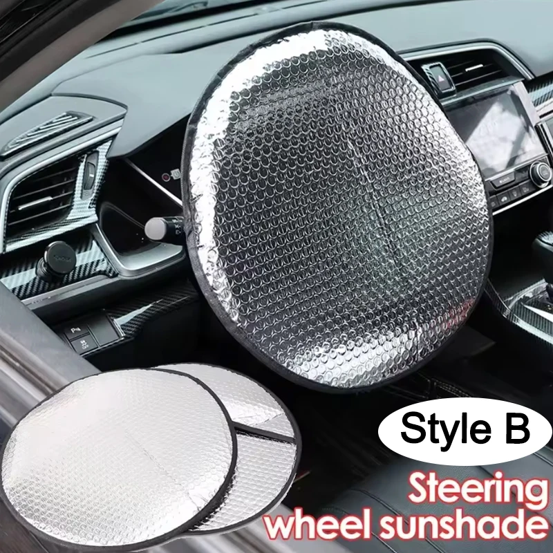 

1/2Pcs Car Steering Wheel Anti-Heat Sun Shade Cover Foldable Sun-proof Anti-UV Protect Parasol Shield Sunscreen Insulation Cover
