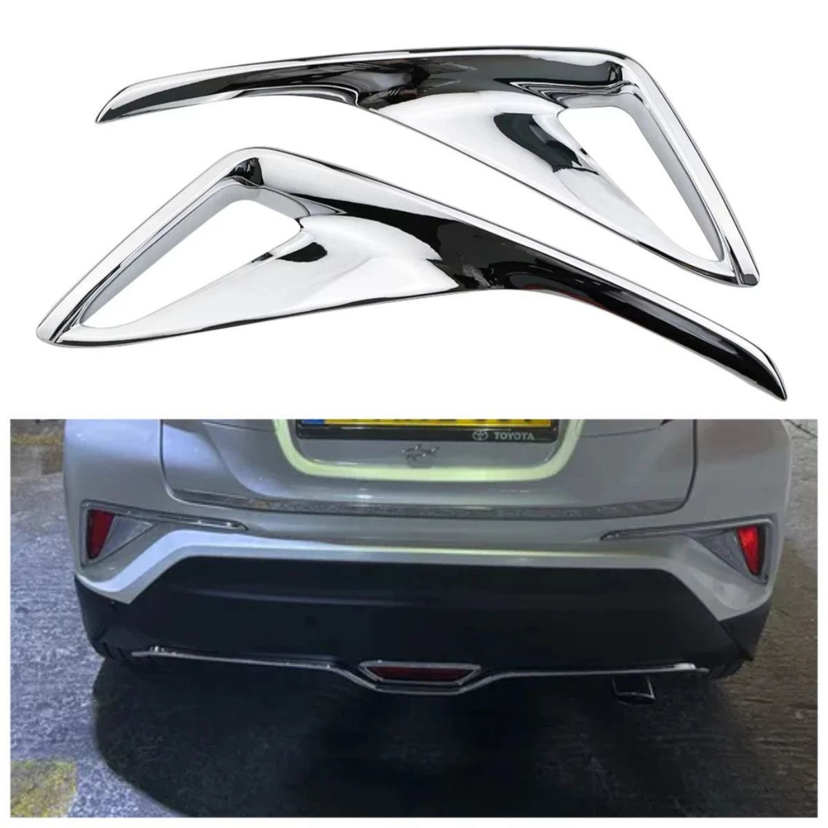 Car Abs Chrome Carbon Fiber Rear Fog Lamp Bumper Light Cover Trim for Toyota C-HR CHR 2016-2021 Accessories