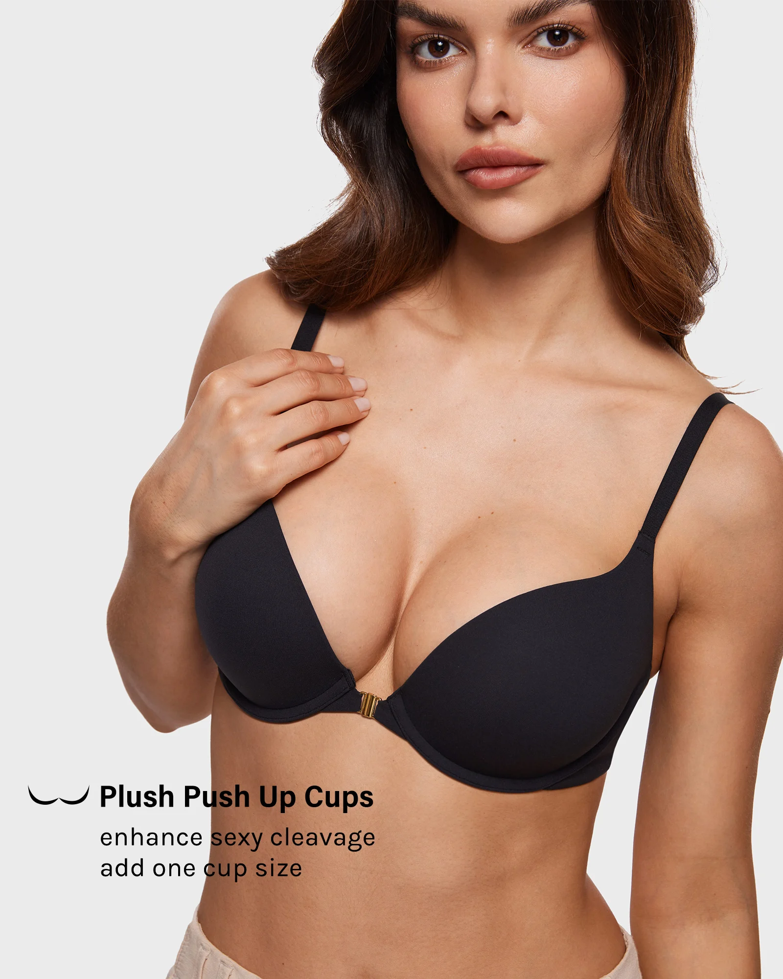 Women\'s Push Up Front Closure Bras Supportive Tshirt Demi Plunge Underwire Bra Inbarely Plus Collection