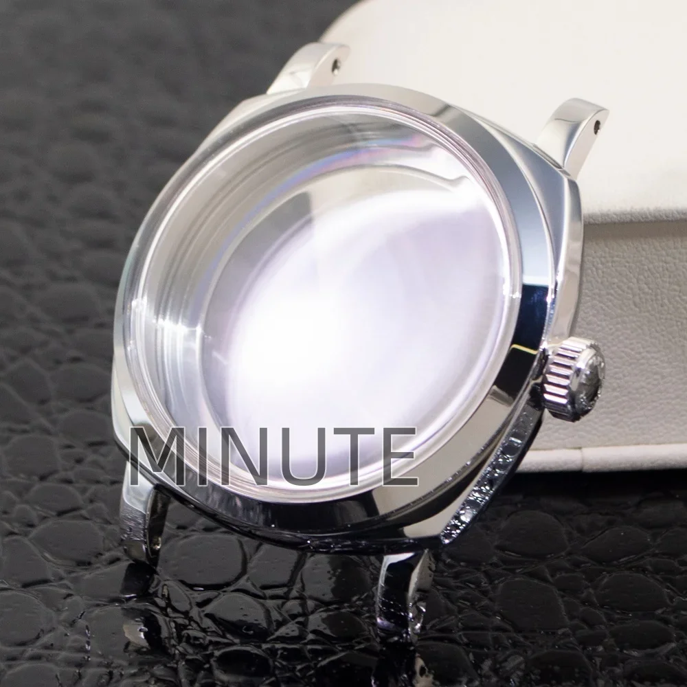 ヴィンテージ-47-ミリメートル時計ケースステンレス鋼ノークラウンブリッジアクリルバブルクリスタル防水-pam-6152-eta6497-6498-st3600-用