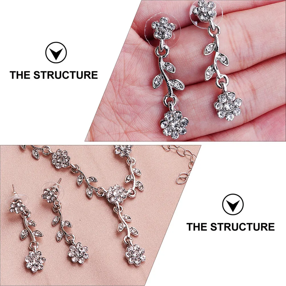 1Set Floral Necklace and Earrings Set Bride Wedding Jewelry Fine Craftsmanship Smooth Luster Comfortable Wear
