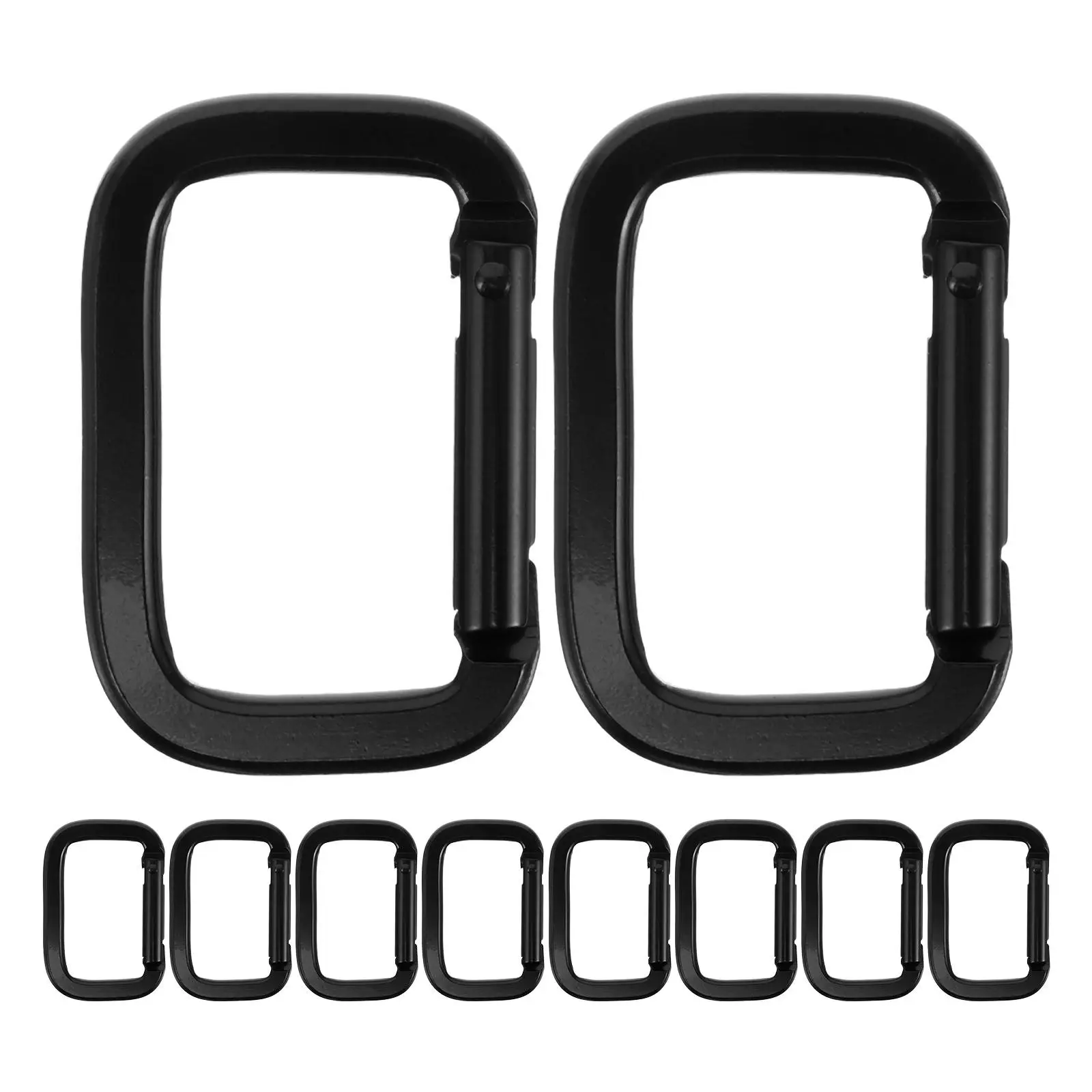 

10Pcs Black Square Thickened Aluminum Alloy Carabiner D Rings Heavy Duty Climbing Hiking Gear Outdoor Buckle Claps Metal