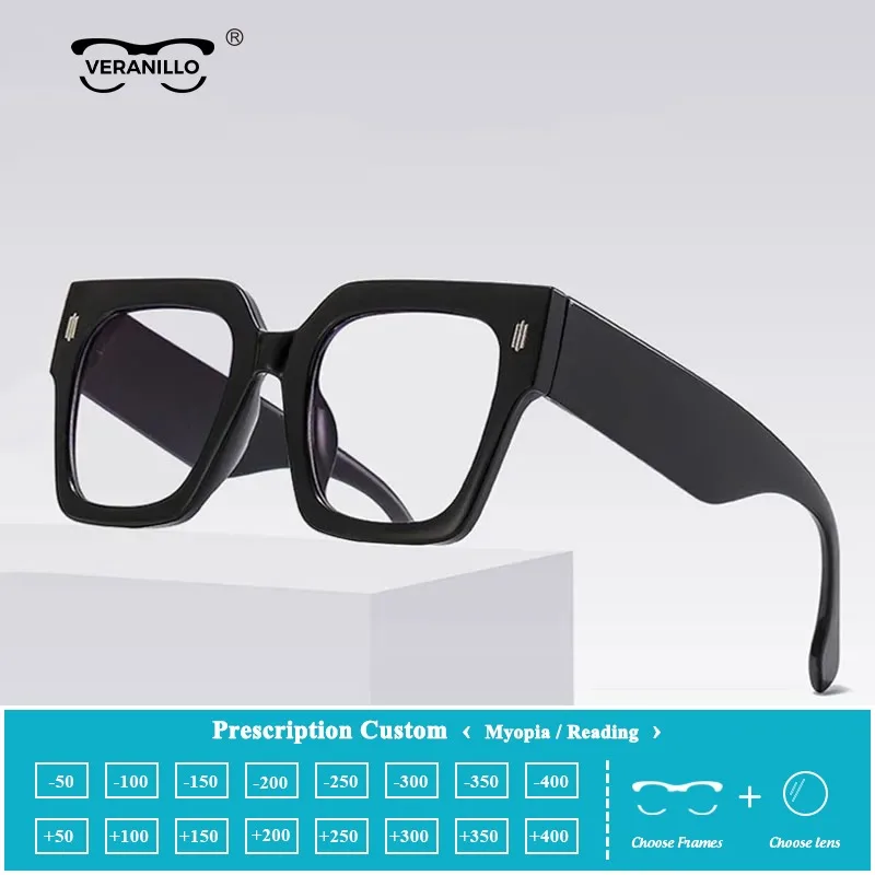 

Oversized Square Reading Glasses Women Men Fashion Brand Prescription Spectacles Black Leopard Computer Eyeglasses Clear Lenses