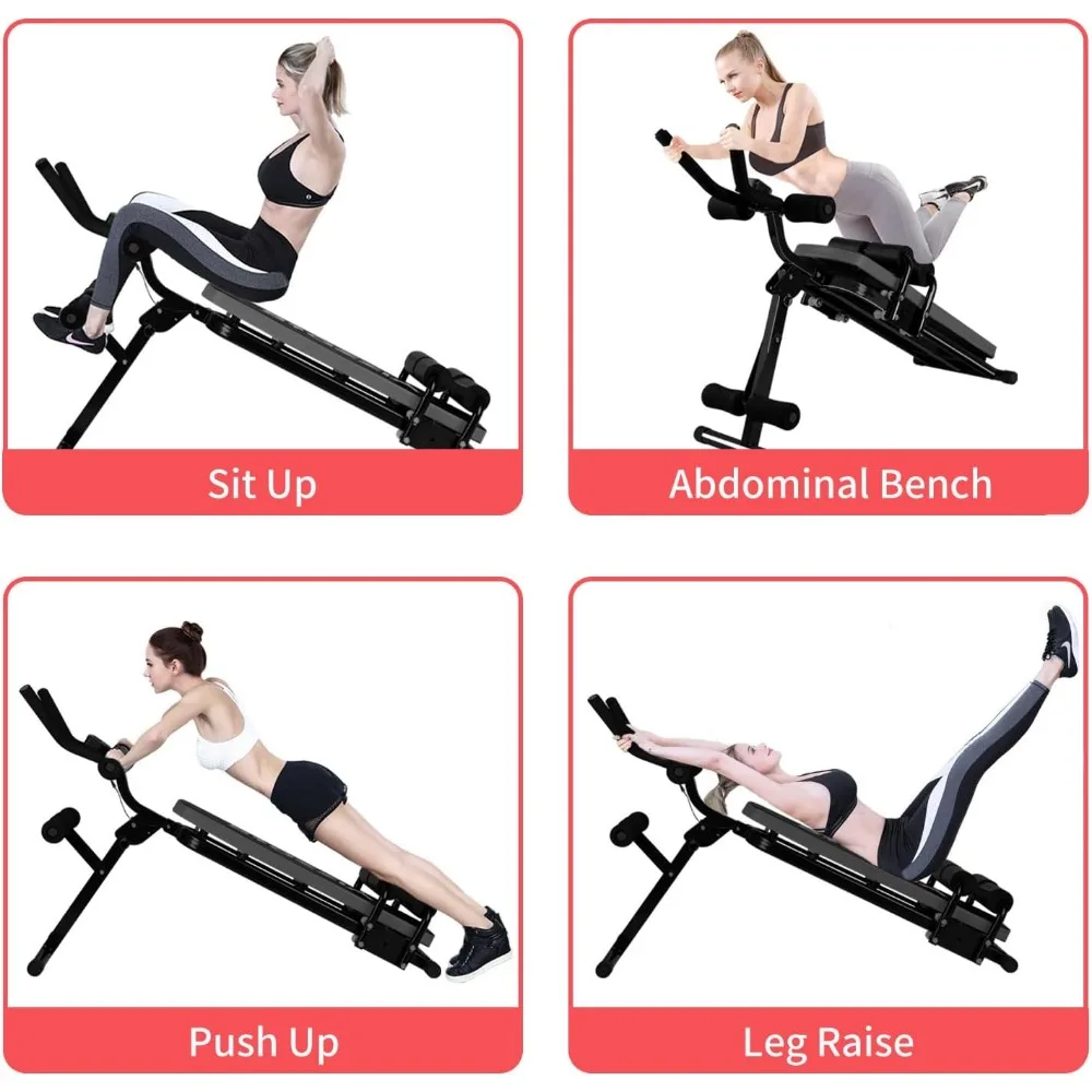 Adjustable Ab Exercise Bench,Foldable Sit Up Bench, Full Body Exercise Equipment with LCD Monitor for Leg,Sit-up Exercise