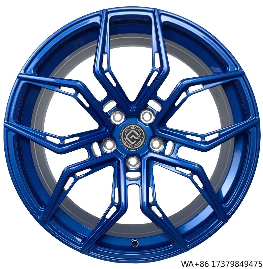 

Factory direct custom forged wheels size 19 inch pcd 5x112 sport wheels Silver blue all over forged wheels