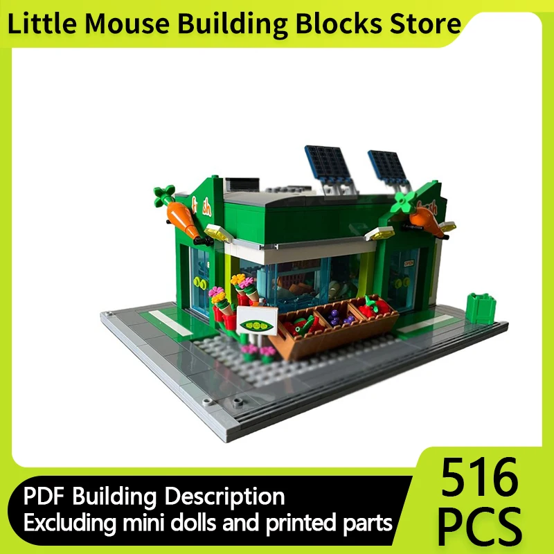 

City Street View Model MOC Building Bricks City Grocery Store Modular Technology Gifts Holiday Assemble Children Toys Suit