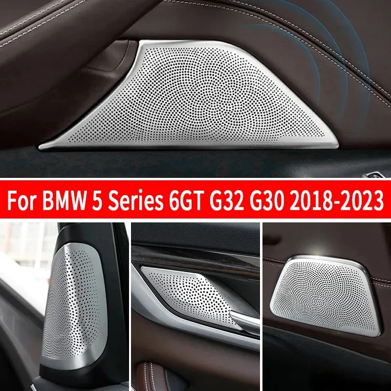 For BMW 5 Series 6GT G32 G30 Steel Center console audio horn cover Front Rear Door Handles Stereo Speaker Cover Trim