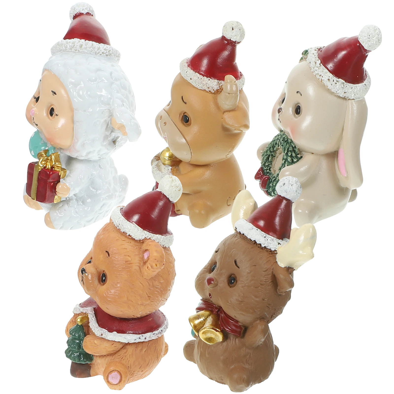 

5pcs Small Animal Ornaments Craft Decoration Christmas Decoration Christmas Mini Statue Figurines Gifts