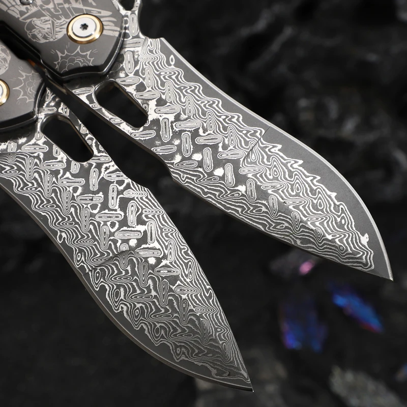 VG10 Damascus Steel pocket knife White Shadow Wood handle ball bearing knife Camping Hunting Survival outdoor EDC folding knife