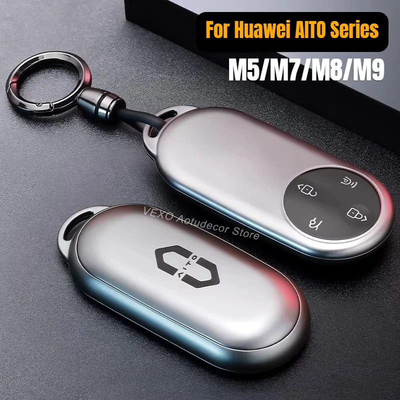 

For Huawei AITO M5 M7 M8 M9 2024-2026 Electric Car Key Case Case Buckle Bag Card Key Fob Holder Cover Vehicle Car Accessories