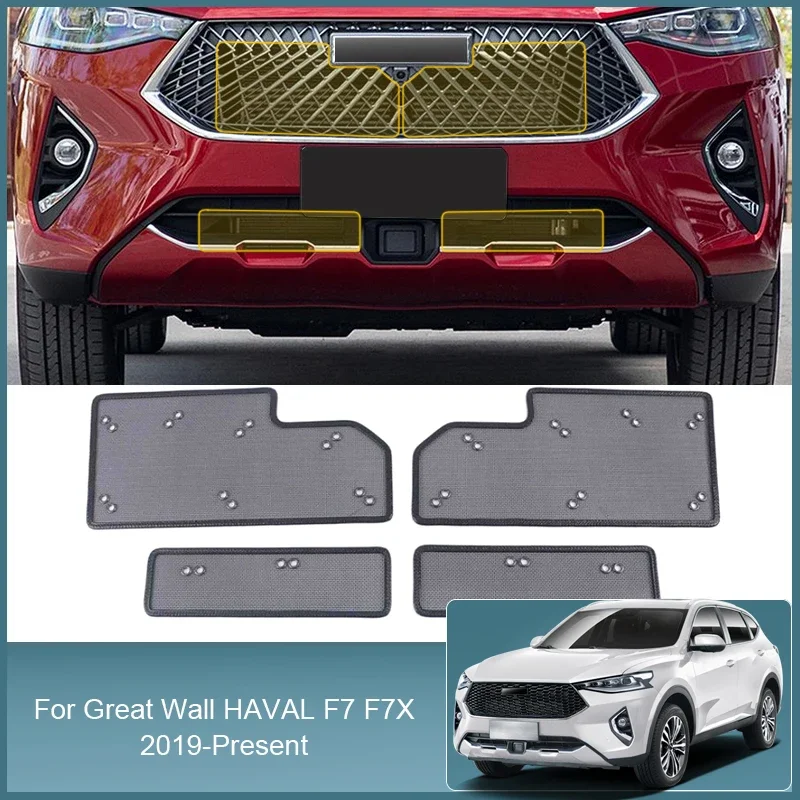 Car Insect Screening Mesh Front Grille Insert Net Styling Stainless Steel For Great Wall GWM Haval F7 F7X 2019-2025 Accessories