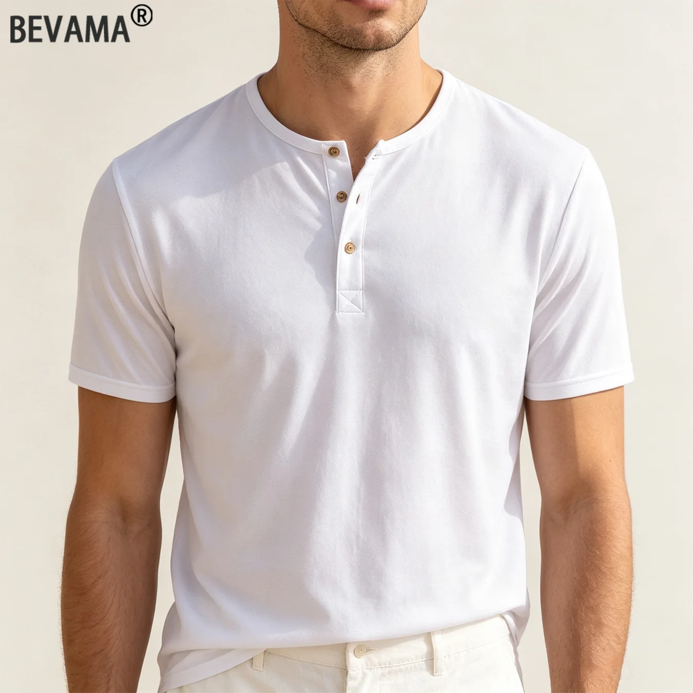 Summer Men's Solid Henley Short Sleeve T Shirt Lightable Breathable 3 Button Placket Casual Daily Basic Tops