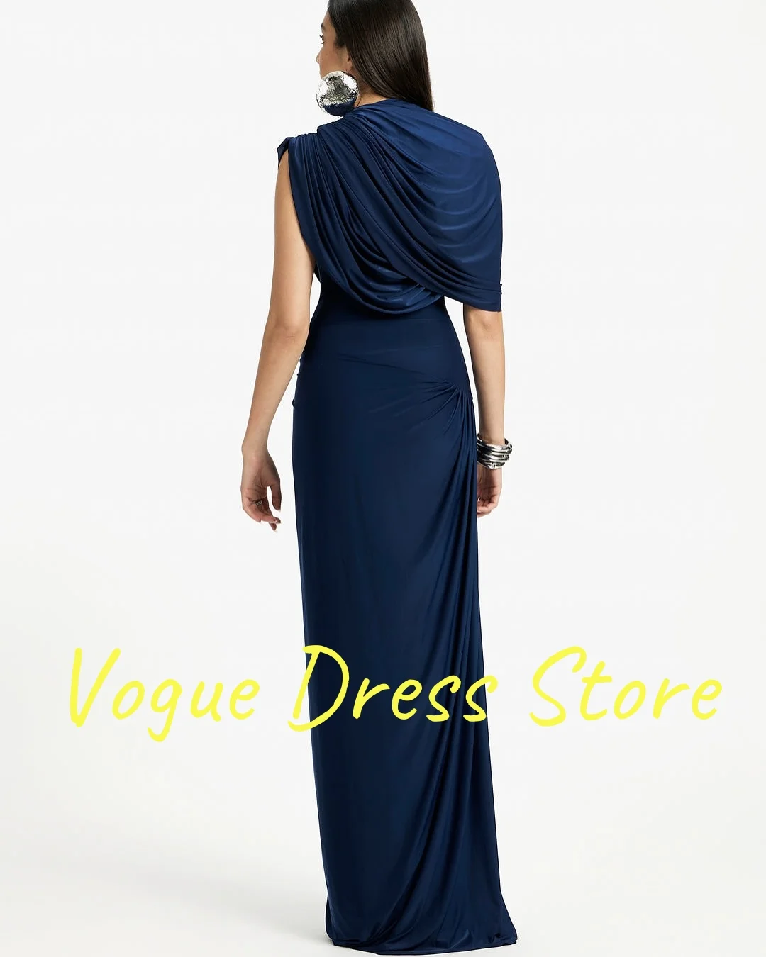 تخصيص حساسة جيرسي واحد الكتف فساتين السهرة عالية الجودة نصف الأكمام طاقم الرقبة حزب اللباس مخصص Pr #6