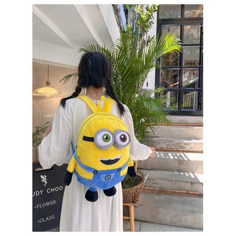 New Kawaii Cartoon Minion Cute Plush Toy School Bag Large Capacity Backpack Girl Birthday Gift Christmas Gift