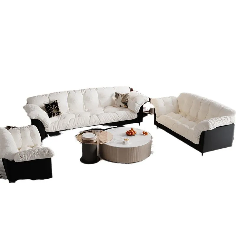 

Fabric sofa living room retro new small apartment modern simple double rental room bedroom straight lazy sofa