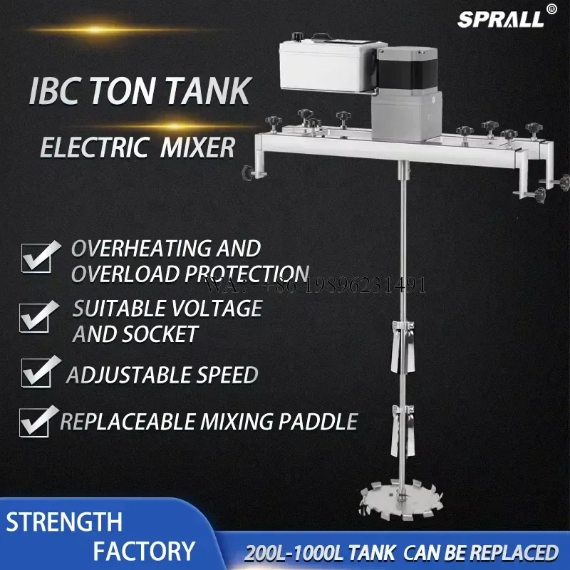 Wmwmnu for SPRALL Industrial Agitator Mixer for Detergent Powder Paint Liquid Soap Fertilizer Shampoo Motor Driven