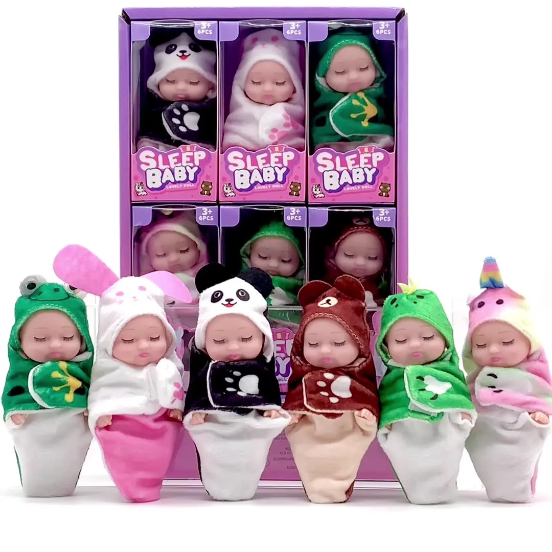 6 unids/set muñeca Reborn para dormir, muñecas de renacimiento de simulación de moda, animales de dibujos animados, juguete para niños, regalo de cumpleaños