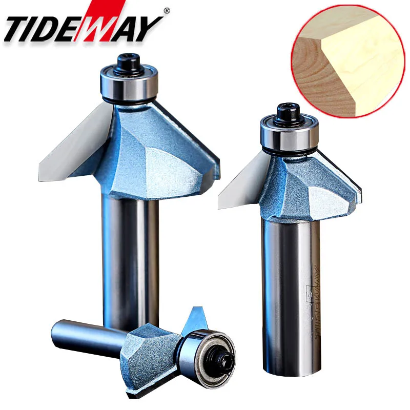 Tideway Industrial Grade 45 Degree Chamfer Trimming Milling Cutter Tungsten Carbide Woodworking Router Bits CNC Tool for Wood