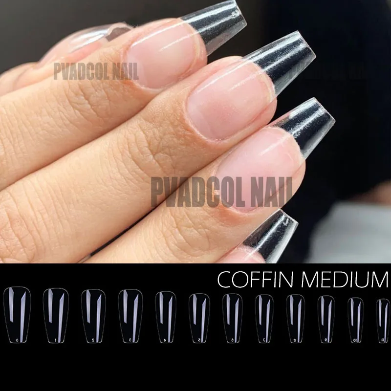 Gel Nails Extension System Full Cover Sculpted Clear Stiletto Coffin False Nail Tips 240pcs/bag