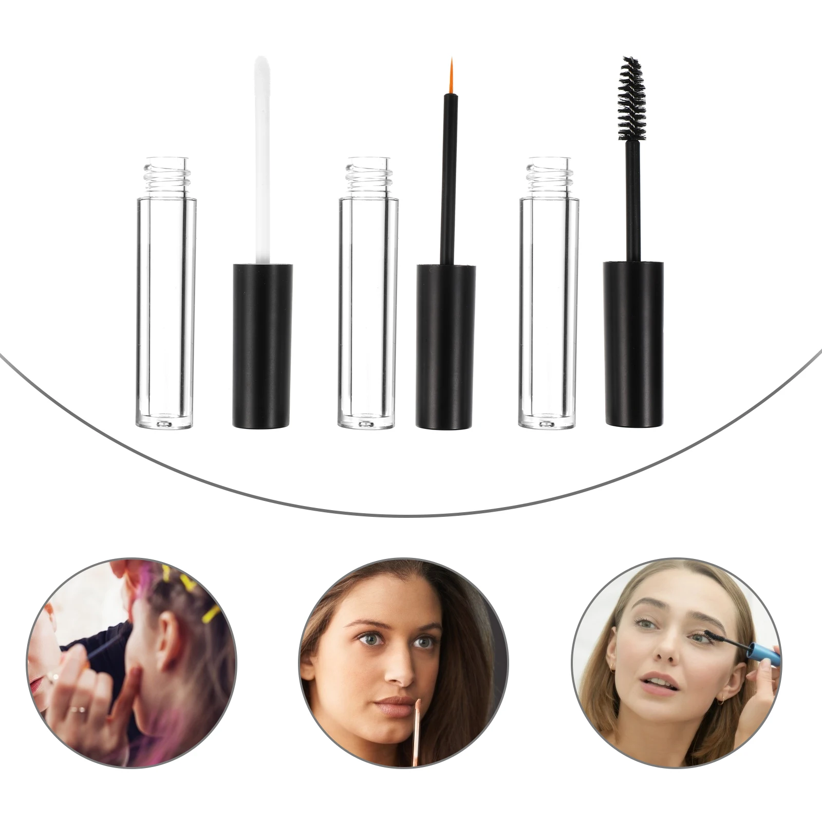 6PCS Empty Mascara Bottles Lightweight Compact Premium Material Eyelash Serum Containers Plastic Makeup Tubes Black Cap