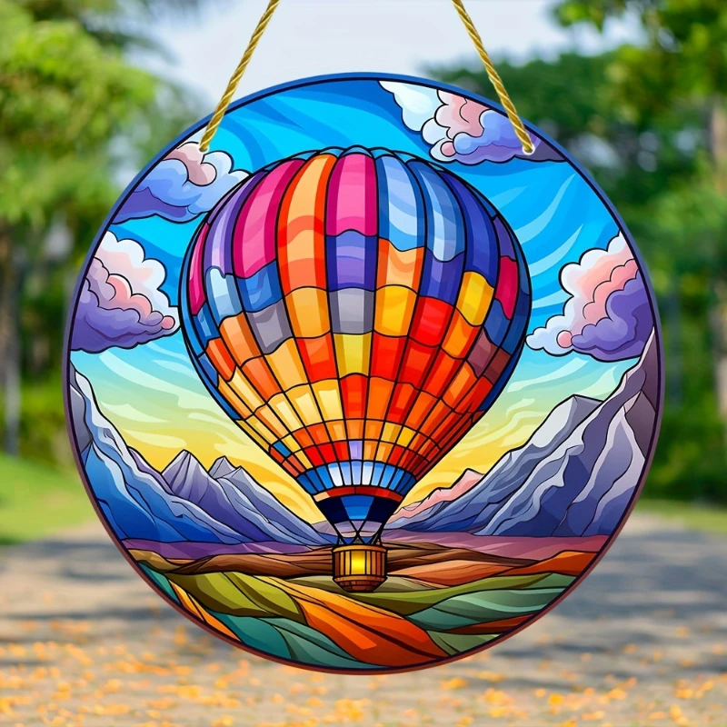 Acrylic Dyed Hot Air Balloon With Two Sides Sun Catcher Window Decoration Indoor Outdoo Home Decorative Shade Dyed Panel Decor