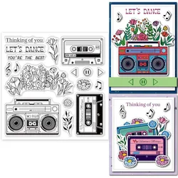 1PC 6x6in Radio Clear Stamps Tapes Silicone Stamps Flowers Words Transparent Rubber Seal Stamps for Card Making DIY Scrapbooking